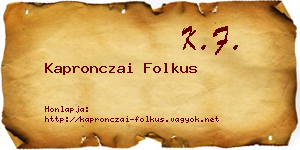Kapronczai Folkus névjegykártya