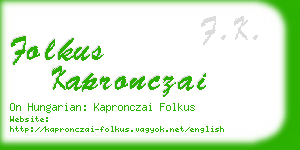 folkus kapronczai business card